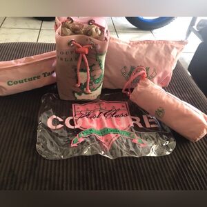 Y2K Vintage Juicy Couture 5 Piece Map Beach Bag Set